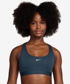 Nike Women's Swoosh Light Support Non-Padded Sports Bra - Armory Navy/White - L