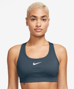 Nike Women's Swoosh Medium Support Padded Sports Bra - Armory Navy/White - S
