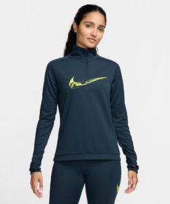 Nike Women's Swoosh Running 1/2-Zip Midlayer Jacket - Armory Navy - L