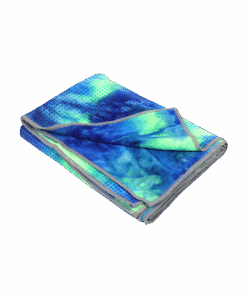 Non Slip Tie Dye Microfibre Yoga Mat Towel, Bikram Yoga, Pilates, Barre, - Tie Dye Blue Green