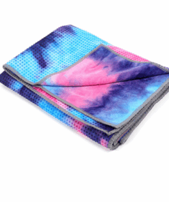 Non Slip Tie Dye Microfibre Yoga Mat Towel, Bikram Yoga, Pilates, Barre, - Tie Dye Purple