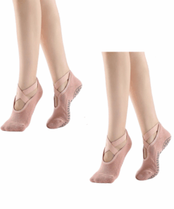 Non Slip Yoga Socks, Anti-Skid Socks for Pilates, Barre, Dance - 2 Pack - Pink