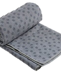 Non-Slip Yoga Towel - Bikram Pilates Workout Microfibre Mat Fast Drying - Grey