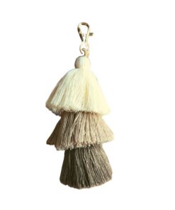 Nordic Scandinavian 3 Shades of Beige Tassel Key Ring/Bag Charm Accessory