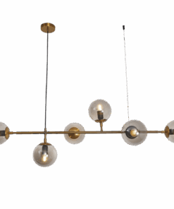 Nordic Smoke Grey Glass Metallic Modern Linear Pendant Light