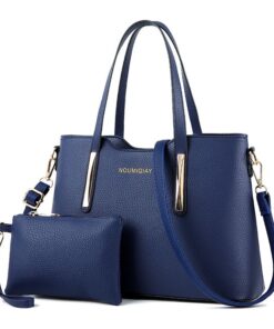 NOUMIQIAY Luxury Women PU Leather Shoulder Crossbody Bag Handbags Set - Blue