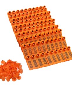 Number Ear Tags Plastic Livestock Farm Animal ID Tool Goats Label - 100 Pack - Orange