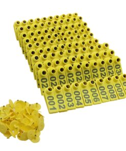 Number Ear Tags Plastic Livestock Farm Animal ID Tool Goats Label - 100 Pack - Yellow