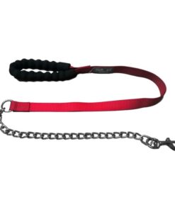 Nunbell Padded Handle Reflective Leash - Red