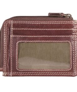 NUVO - AW140 Brown Leather Credit Card Wallet With Zip Pocket