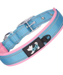 Nylon Reflective Pet Collar, Adjustable Dog Collar Comfortable Soft Durable - Blue, Pink - S