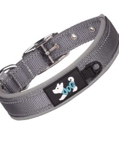 Nylon Reflective Pet Collar, Adjustable Dog Collar Comfortable Soft Durable - Grey - XL