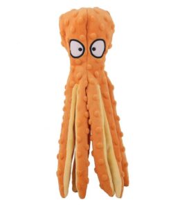 Octopus Plush Dog Chew Toy No Stuffing Puppy Teething Interactive - Burnt Orange