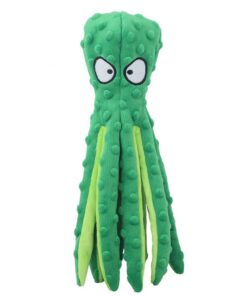 Octopus Plush Dog Chew Toy No Stuffing Puppy Teething Interactive - Cactus Green