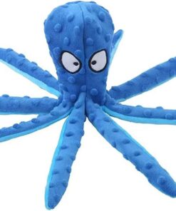 Octopus Plush Dog Chew Toy No Stuffing Puppy Teething Interactive - Ocean Blue