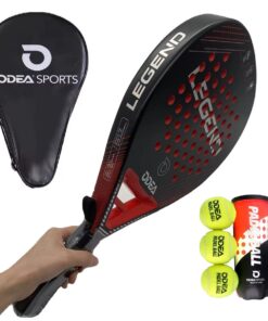 ODEA Carbon Paddle Tennis Racket With A Protective Bag And A Set Of Balls - Red, Black - 1 Pack