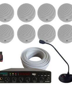 Office 8 x Ceiling speaker complete PA Sound System installation kit