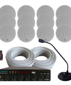 Office Ceiling speaker complete PA Sound System installation kit - White