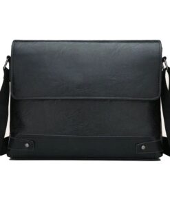 Office PU Leather Water Resistant Laptop Shoulder Handbag - 33cm - Black