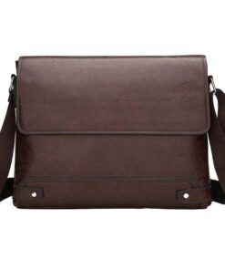 Office PU Leather Water Resistant Laptop Shoulder Handbag - 33cm - Brown