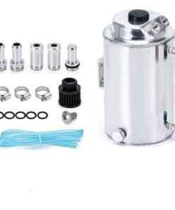 Oil Catch Can Tank 2L Aluminum Polished Round With Breather Filter