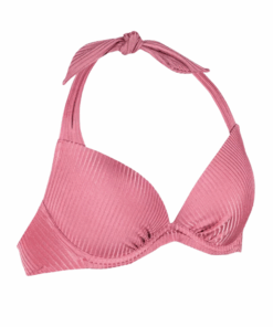 Olaian Women's Push Up Swimsuit Top Fixed Padded Cups Elena - Ribbed Pink - 36C