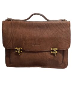 Old School Clasp Satchel Work Briefcase - Beto Brown