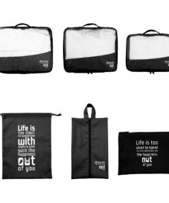 Olive Tree - 6 Piece Travel Luggage Organizer Set - Black