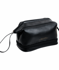 Olive Tree - Double Layer Portable Travel Cosmetic Toiletry Bag - Black