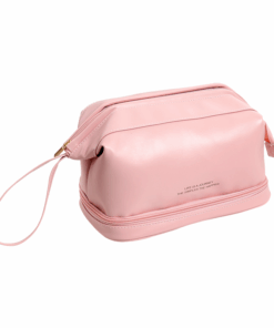 Olive Tree - Double Layer Portable Travel Cosmetic Toiletry Bag - Pink