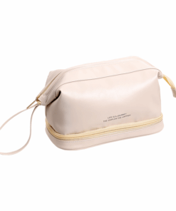 Olive Tree - Double Layer Portable Travel Cosmetic Toiletry Bag - White