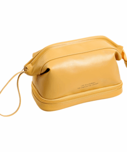 Olive Tree - Double Layer Portable Travel Cosmetic Toiletry Bag - Yellow