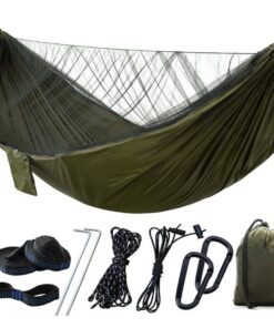 Olive Tree - Portable Camping Hammock With Storable Mosquito Net - Military Green