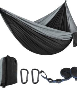 Olive Tree - Portable Lightweight Camping Hammock - Black, Grey