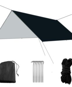 Olive Tree - Waterproof Camping Shelter Tarp with Insulated Silver Coating - Black