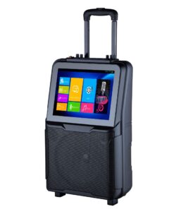 Omega Portable LCD Screen Wireless Duet Karaoke Trolley Machine - Black