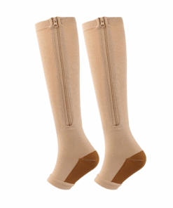 Open Toe Zip Compression Socks - M