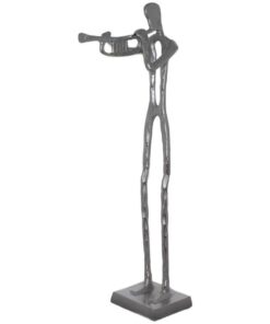 Opulent Silver Deco Man with Trumpet 68cm