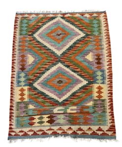 Orange Handmade Kilim Chobi Small Rug - 117 x 88 cm