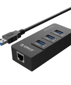 Orico 3 Port USB3.0 Hub With Gigabit Ethernet Adapter â Black