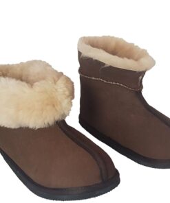 Oskava Sheep Skin Slippers - Dark Brown - UK 3