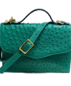 Ostrich Leather Clutch Sling Handbag - Brilliant Green