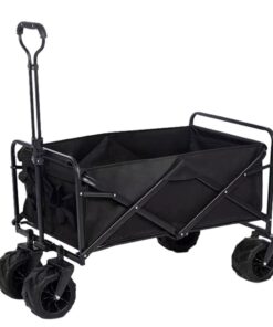 Outdoor All-Terrain Folding Wagon with Big Wheels - Black