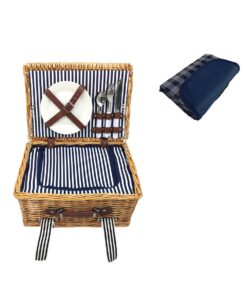 Outdoor Buddy - 2 person Wicker Picnic Basket & Picnic Blanket