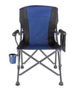 Outdoor Camping Chair Foldable Chair with Padded Armrests and Cup Holder - Blue
