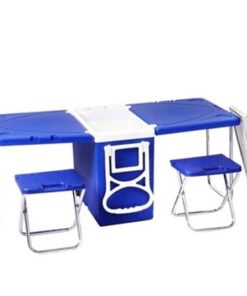 Outdoor Camping Portable Folding Table Cooler Box Set With 2 Chairs