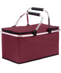 Outdoor Foldable Insulated Picnic Food/Beverage Carrier Cooler Storage Bag - Dark Red