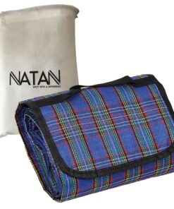 Outdoor Foldable Picnic Blanket - Blue Tartan