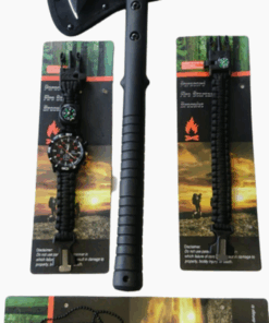 Outdoor Survival Axe with Ice Pick - Black