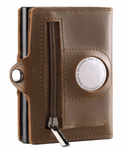 OutGear RFID Blocker & Integrated Airtag Holder Leather Wallet - Coffee